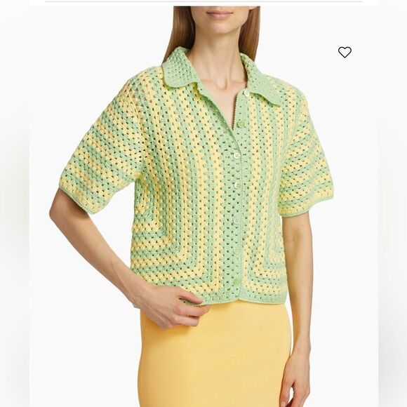 $325 STAUD Mabel Crochet Collared Shirt NWT  Small - Picture 3 of 11